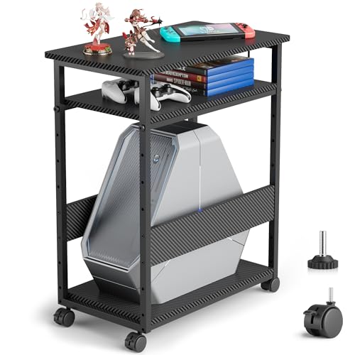 【新品】パソコンスタンド 黒 パソコンラック ゲーミングPCラック キャスター付 plusnao_zak-07782